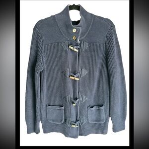 RALPH LAUREN VINTAGE Navy Blue Toggle Closure Knit Cardigan Sz XL